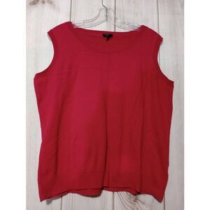 Talbots‎ Woman 1X Red Sleeveless Sweater Top Pima Cotton Knit Tank